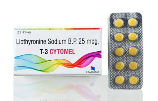 T3 TAB - Liothyroxine Sodium BP 25mcg 100 Tabs - POWERBOLIC