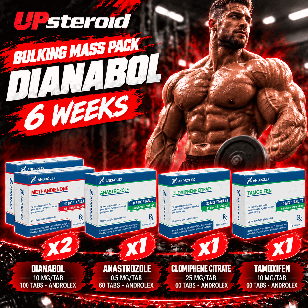 Pack Prise de Masse - ANDROLEX - DIANABOL (6 semaines)